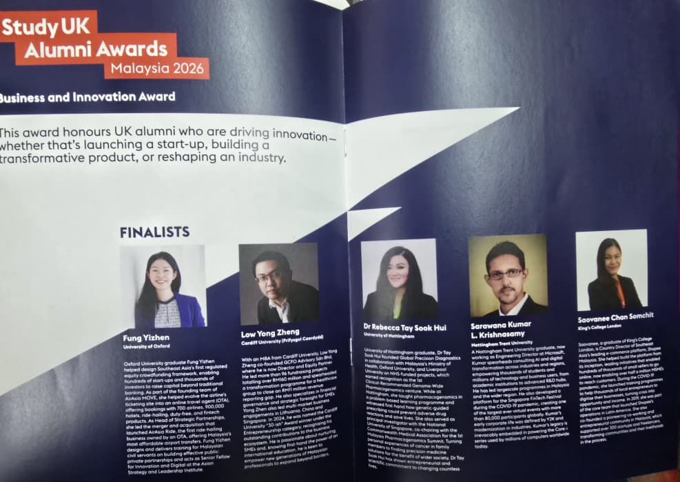 2026 Study UK Alumni Awards Malaysia Winner under the Business & Innovation category